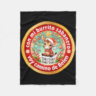 Mi Burrito Sanero Mexican Christmas Donkey Spanish Fleece Blanket