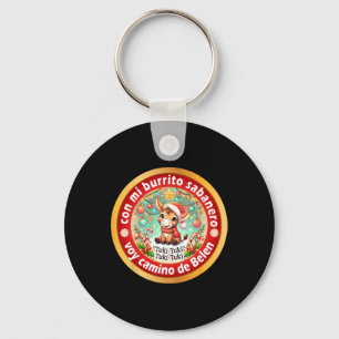Mi Burrito Sanero Mexican Christmas Donkey Spanish Keychain