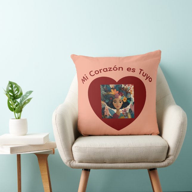 Mi Corazón es Tuyo Cojín Throw Pillow (Chair)