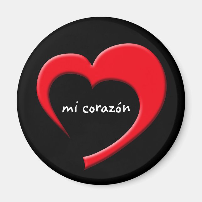 Mi Corazón II Magnet (red on black) (Front)