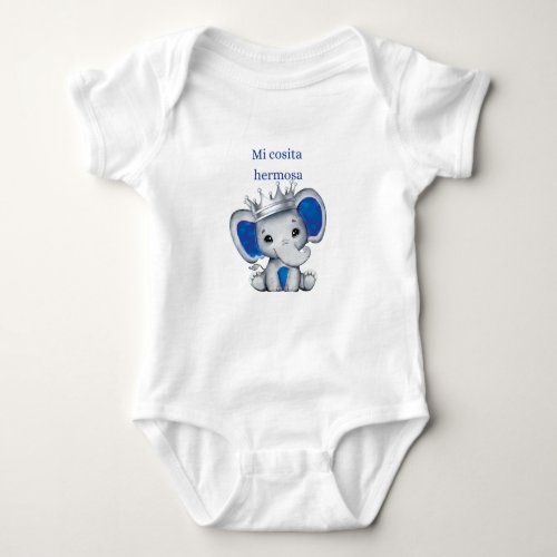 Mi cosita Hermosa nio de elefante azul Baby Bodysuit