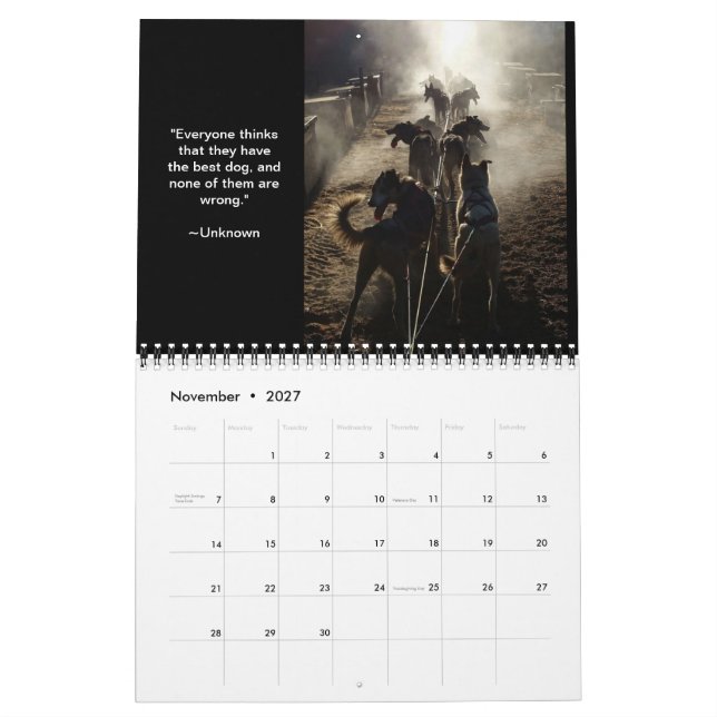 MI DOG Summer Sled Dog Center Calendar (Nov 2027)