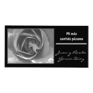 Mi mas sentido pesame espanol black white rose card