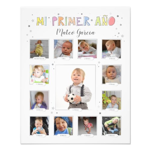 Mi primer ao Baby Collage Espaol Spanish Photo Print