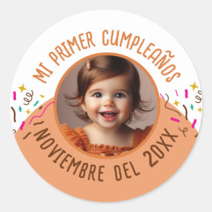 Mi Primer Cumple Con Foto Classic Round Sticker