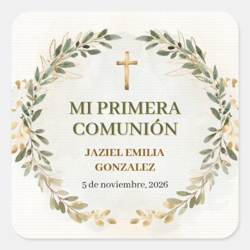 Mi Primera Comunión Stickers Custom Square Labels