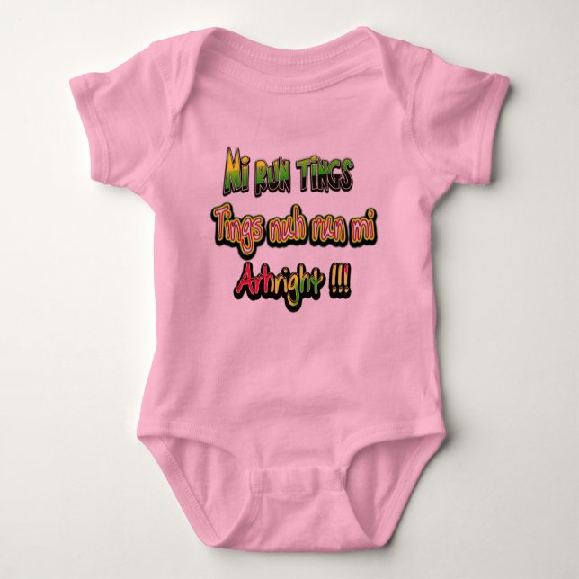 mi run tings baby bodysuit (Front)
