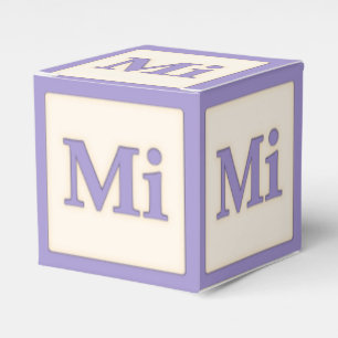 "Mi" Solfeggio Musical Baby Blocks Purple Favor Boxes