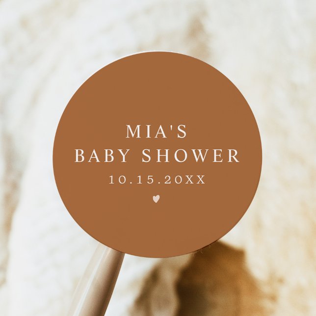 MIA Arched Boho Terracotta Baby Shower Classic Round Sticker (Creator Uploaded)