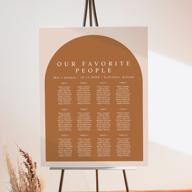 MIA Arched Boho Terracotta Wedding Seating Chart Foam Board (Creator Uploaded)