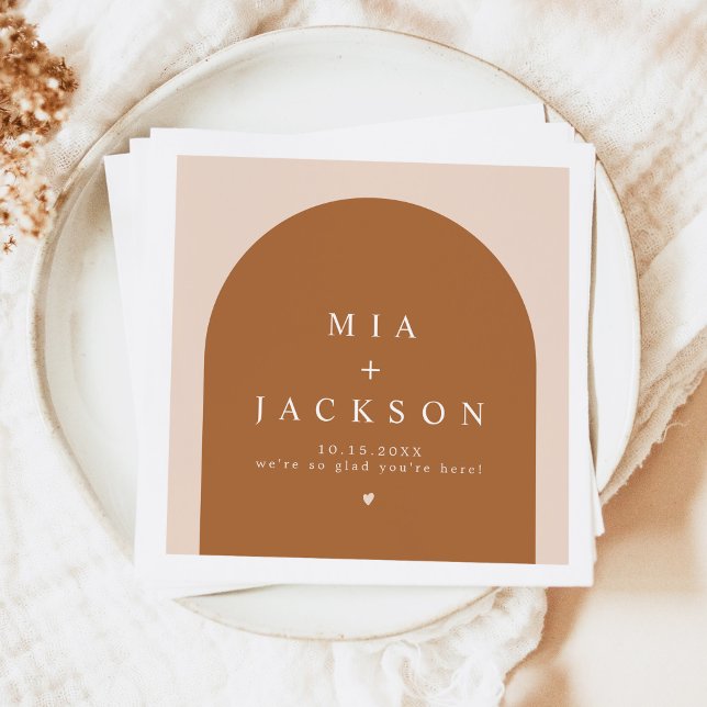 MIA Arched Boho Terracotta Wedding Welcome Napkins (Creator Uploaded)