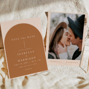 MIA Arched Burnt Orange Modern Minimalist Wedding  Invitation