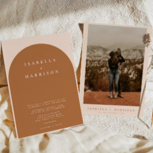 MIA Arched Burnt Orange Modern Minimalist Wedding  Invitation