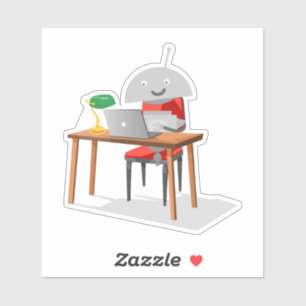 Mia at a Desk Sticker