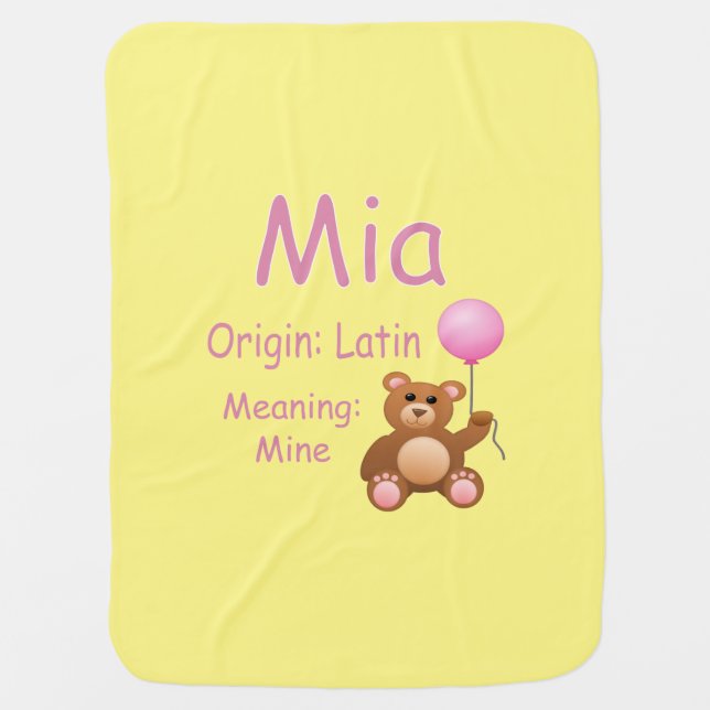 Mia baby name receiving blanket (Front)