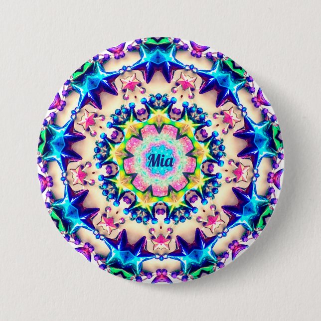 MIA ~ Birthday Star Pattern Personalized ~ Button (Front)