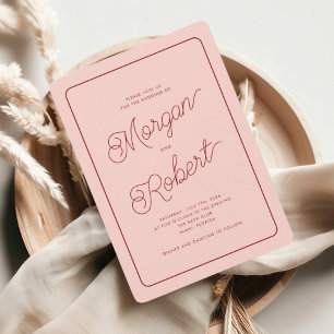 MIA Bold Pink & Red Wedding Invitation