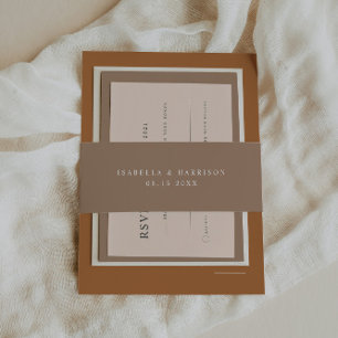 MIA Earth Tone Taupe Wedding Invitation Invitation Belly Band