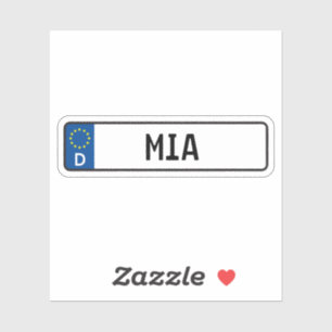 Mia German Car License Plate Sticker