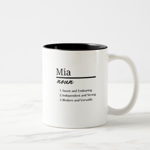 Mia Girl Personalised Name Definition Two_Tone Coffee Mug