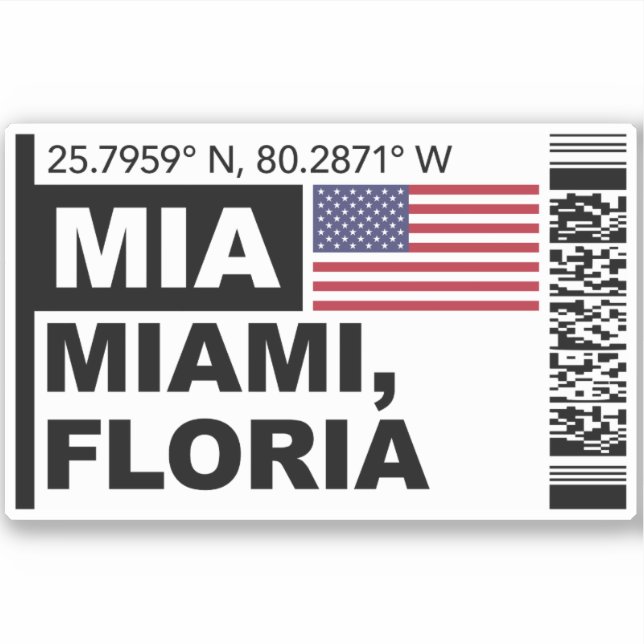 MIA Miami Boarding Pass - Florida Travel Sticker (Front)