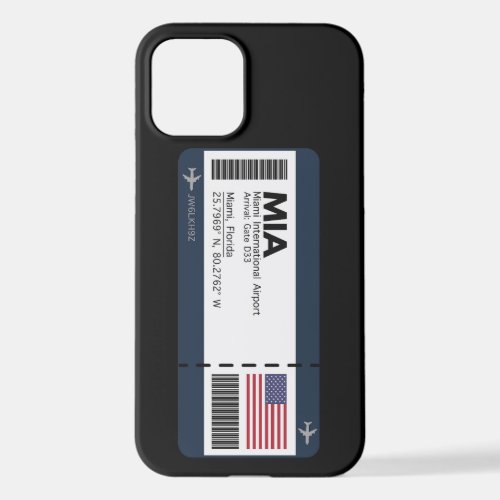 MIA Miami Boarding Pass _ United States Ticket iPhone 12 Case