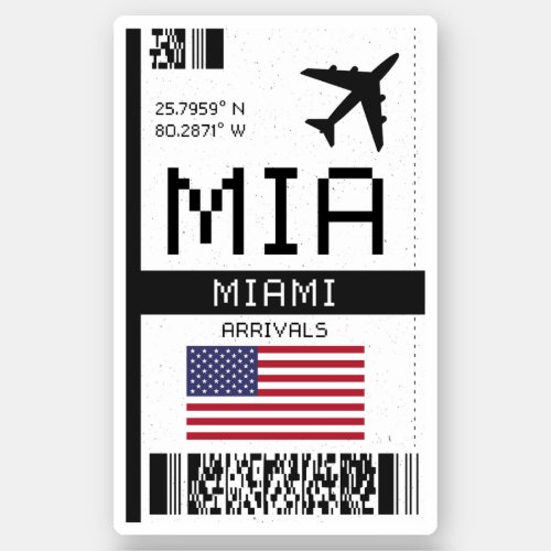 MIA Miami Florida Airport Boarding Pass Sticker