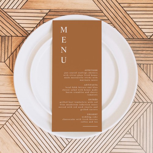 MIA Modern Boho Terracotta Burnt Orange Menu Card