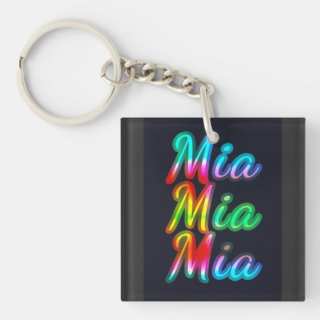 Mia Name ColorfulT-Shirt Keychain (Front)