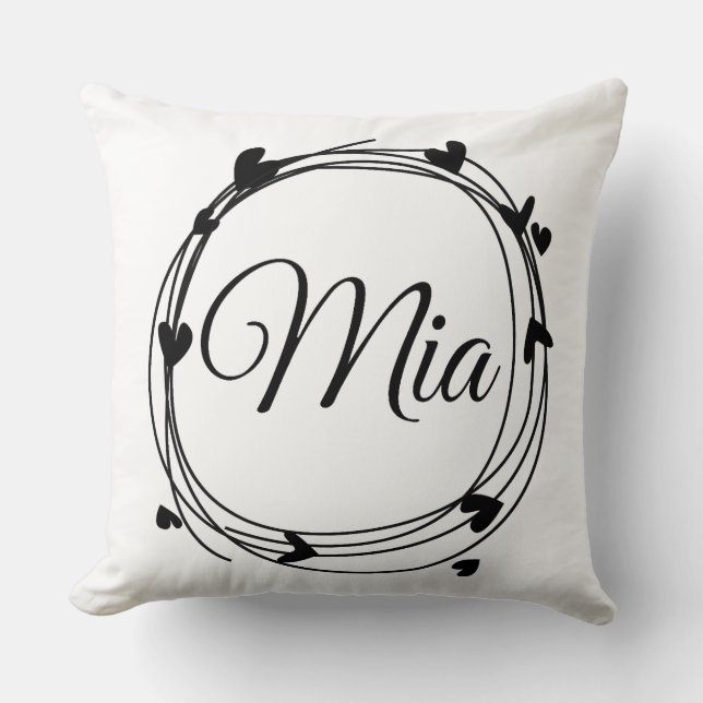 Mia name cute design throw pillow (Front)