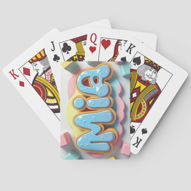 Mia written in graffiti font poker cards (Back)