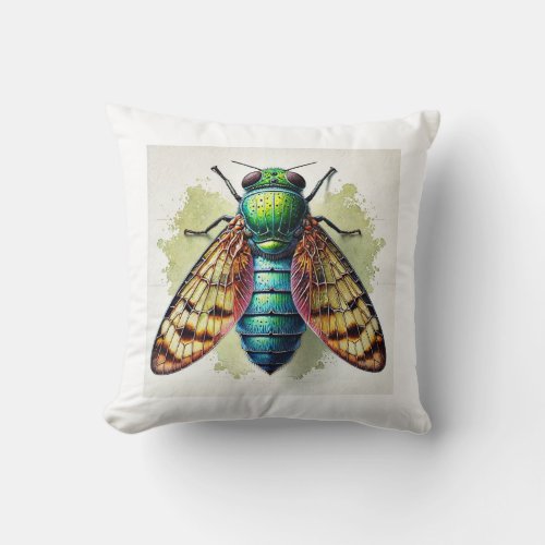 Miaenia Insect Top View 140624IREF120 _ Watercolor Throw Pillow