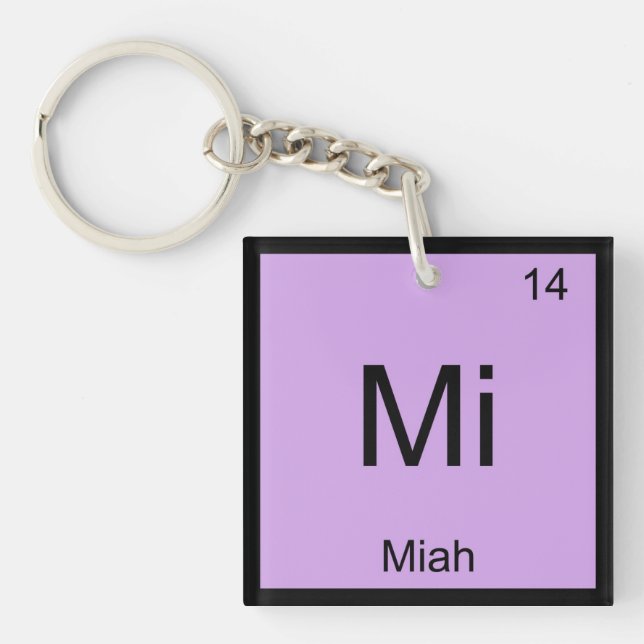 Miah Name Chemistry Element Periodic Table Keychain (Front)