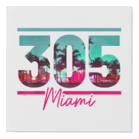 Miami 305 Area Code Florida Vintage Palm Trees Pri