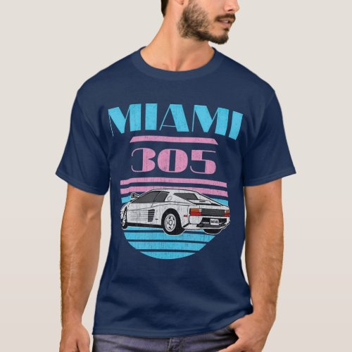 Miami 305 Vintage Florida City Beach 80s Gift T_Shirt