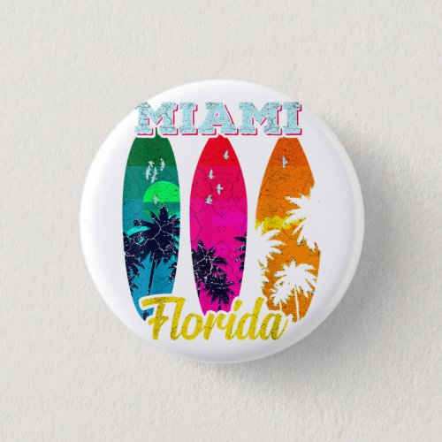 Miami 70s Florida 80s Vintage Beach Vacation Retr Button