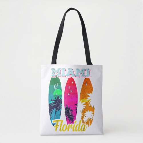 Miami 70s Florida 80s Vintage Beach Vacation Retr Tote Bag