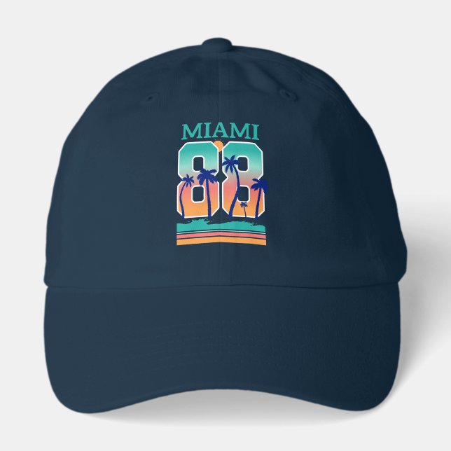 Miami 88 Retro Sunset Palm Hat (Front)