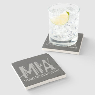 Miami Airport Grunge Typography Dark Gray  Stone Coaster