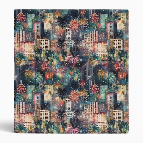 Miami at Christmas  New Years in Watercolors 3 Ring Binder