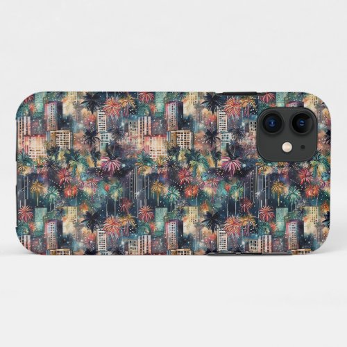 Miami at Christmas  New Years in Watercolors iPhone 11 Case