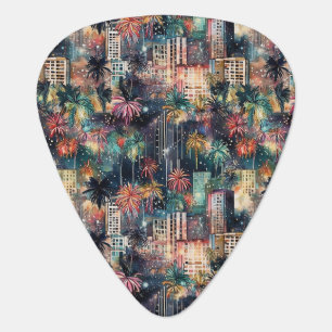 Miami at Christmas & New Year's in Watercolors Guitar Pick