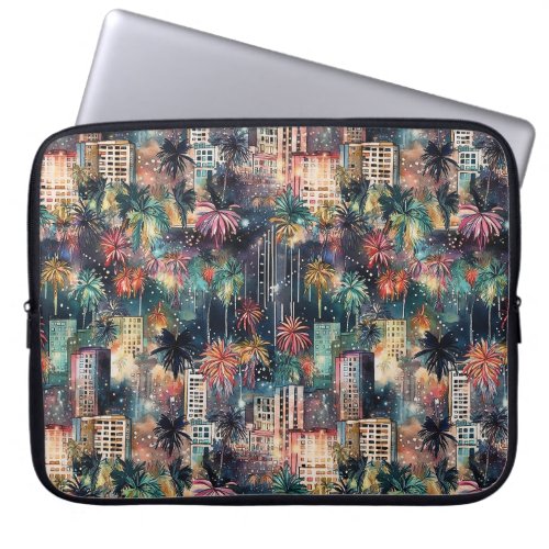 Miami at Christmas  New Years in Watercolors Laptop Sleeve