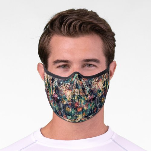 Miami at Christmas  New Years in Watercolors Premium Face Mask