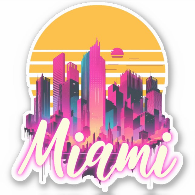 Miami at sunset sticker (Front)