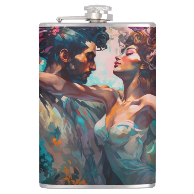 Miami Bachata Dance Dream Painting Flask (Front)