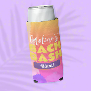 Miami Bachelorette Bash Bright Watercolor Seltzer Can Cooler
