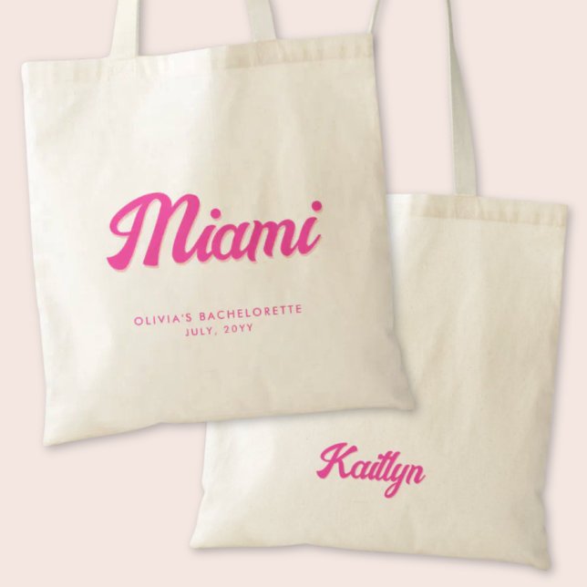 Miami Bachelorette Party Personalized Tote Bag (Miami Bachelorette Party Tote Bag)