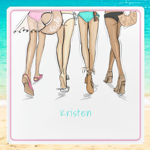 Miami Bachelorette Party Weekend Bikini Custom  Glass Coaster