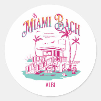 miami bachelorette weekend retro sunset classic round sticker